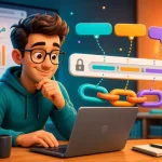 Ilustrasi digital marketer mempelajari UTM parameter pada URL campaign